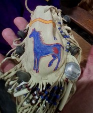 **AWESOME VINTAGE 1950s NATIVE AMERICAN HANDMADE MEDICINE BAG VERY NICE * picture