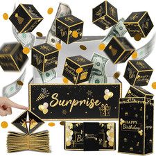 Birthday Surprise Gift Box Explosion for Money, Exploding Black Gold picture