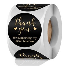 Thank You for Supporting My Small Business Stickers, 2 2 Inch Diameter, Black picture