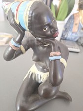 vintage mid-century African woman ceramic figurine West Germany1950s  picture