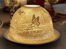 Fairy Lamp Lithophane Porcelain Woodland Butterflies Cottage Core Mushrooms picture