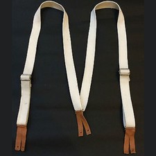 WWI WWII British Army Trouser Braces Suspenders Repro – White Cotton Webbing picture