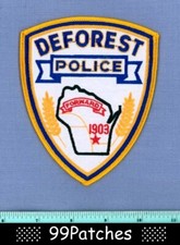 DEFOREST WISCONSIN Police Shoulder Patch STATE SHAPED OUTLINE CITY STAR 1C picture