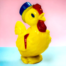 Vintage Plastic Chicken Rooster Hard Rattle Irwin Rosbro Easter Chick Toy Figure picture