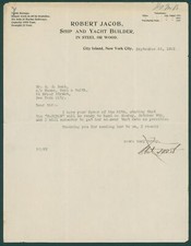 1922 Robert Jacob Ship Yacht Builder Letterhead Rapidan Delivery City Island NY picture