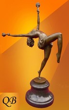 ART DECO BRONZE EGYPTIAN STATUE FIGURINE SCULPTURE FLAME DANCER SIGNED picture