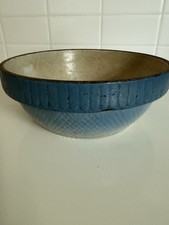Antique Venetian Lattice Pattern Blue Ombre Stoneware Mixing Bowl 9 In picture