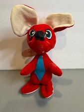 Vtg 1960s Fun-World Huggles Red Mouse Plush Sawdust Filled Toy Japan W/ Tag picture