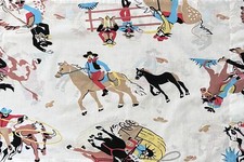 Pillowcase Vintage Western Cowboy Stagecoach Train Boys 1960s picture