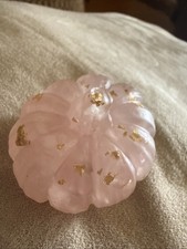 Bohemian Style Pink Crystal Resin Pumpkin Figurine W/crushed Stone Accents HTF picture