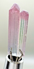 Natural Tourmaline Crystal Pair Pink Green Bicolor Dark Raw Afghanistan picture