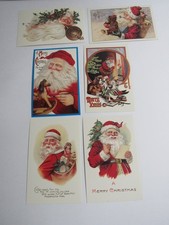 New Shackman Set Of 6 Victorian Reproduction Santa Christmas Postcards 9045 picture