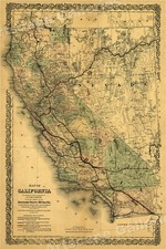 1870s State of California and Nevada Southern Pacific Railroad Map - 16x24 picture