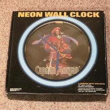 🏴☠️ Rare Vintage 1997 Captain Morgan Rum Neon Wall Clock w/Box Spencer Gifts picture