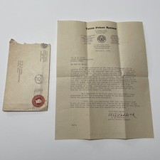 Vintage Letter Texas Prison System To Texas State Rep. B. E. Quinn 1930 picture