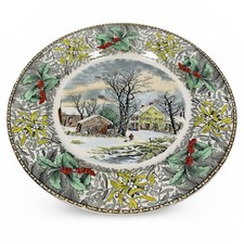 Vintage Adams England Currier Winter in the Country A Cold Morning 10.5 Plate picture