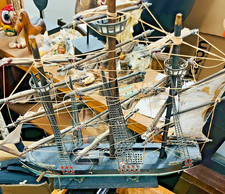 Whaling Ship Clipper, Antique Vintage US 1846 Model Wood, small picture