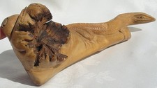 Vtg Hand Carved Wooden Lizard Reptile Root Figurine Ornament 8