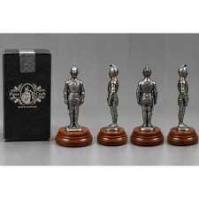 Piper Craft Pewter Knight Figurine on Wood Base Made in Scotland Medieval Decor picture