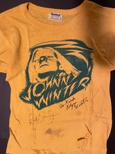 Vintage Johnny Winter T-Shirt Signed Edgar Winter Rick Derringer Masterbuilt picture