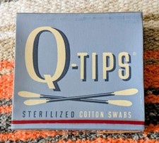 Vintage 1950’s Q-Tips 90 Pack Sterilized Cotton Swabs Box Q-tips SEALED Rare picture