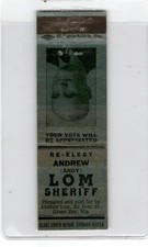 Vintage Andrew Andy Lom Sheriff Election Campaign Green Bay WI Matchcover picture