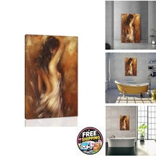 Large Canvas Retro Yellow Sexy Lady Back Artwork 28x44 in Framed Wall Picture picture