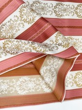 Vintage Jacquard Brocade Fabric Dusty Rose Ivory Gold Stripe Upholstery 6 Yards picture