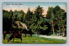 Gruss aus dem Harz Germany Postcard Deer Forest Louis Glaser Leipzig c.1910 picture