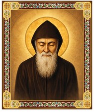 St Saint Charbel Makhlouf Catholic Wooden Icon Wall Hanging with Display Stand picture