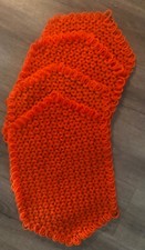 4 Vintage MCM Daisy Loom Yarn Crochet Halloween Fall Placemats Orange Brown picture