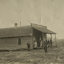 Antique RPPC Real Photo Postcard Wild West Store People On Porch Windmill picture