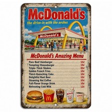 McDonalds Hamburgers Vintage Menu Metal Sign Classic 1950s Era Replica - 3 Sizes picture