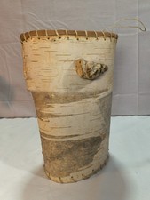 Vintage Birch Bark Art Wall Hanging Basket Decor Rustic Outdoorsy picture