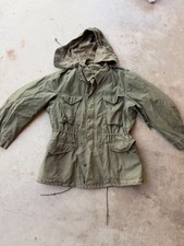 Vintage 40s WWII M-1943 Green Field Jacket With Hood XL picture