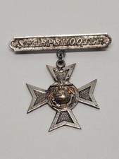 WWII USMC US Marine Corps Sharpshooter Badge Sterling NS Meyer EGA picture