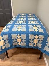 Vintage Blue & White Patchwork Quilt 86
