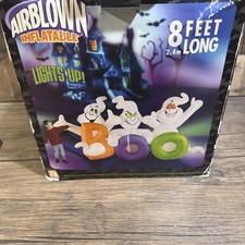 2006 Gemmy ghost boo 8 Ft Long Halloween Airblown Inflatable NOS picture