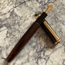 Platinum #3776 Vintage Fountain Pen 14K Fine F Marble Ebonite Overhauled Long picture