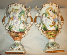 (2) Two  ELPA Alcobaca Portugal Porcelain Cherubs Vases picture