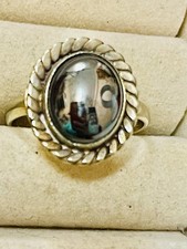 VTG NATIVE AMERICAN Sterling Silver Hematite Ring Size 6.25-6.5 picture