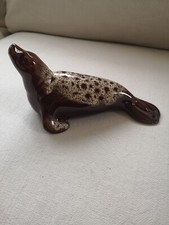 Vintage Large Brown Honeycomb Glazed Seal - Fosters Pottery picture