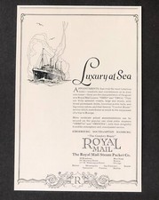 1923 Royal Mail Cruise Liner Advertisement Luxury at Sea Ship Antique Print AD picture