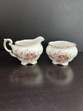 Vintage Coalport Junetime Creamer & Open Sugar Bowl, Handmade Bone China picture