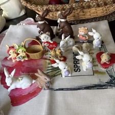 Vintage Bunny Figurines. Lot Of 15 Hallmark,Enesco, Russ Etc picture
