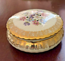 Vintage A.L Limoges Porcelain Round Trinket Box picture