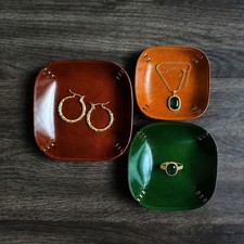 Handmade Leather Catchall Tray for Jewelry & Keys Small Items picture