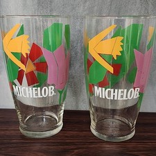 Unique Set Vintage 1989 Colorful Geometric Design Michelob Beer Pint Glasses picture