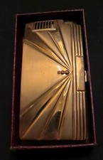 Vintage Ronson Pal Art Deco Cigarette Case Lighter Goldtone Finish Original Box picture