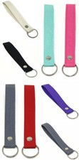 Solid Fabric with button Wristlet keychain key fob with key ring picture